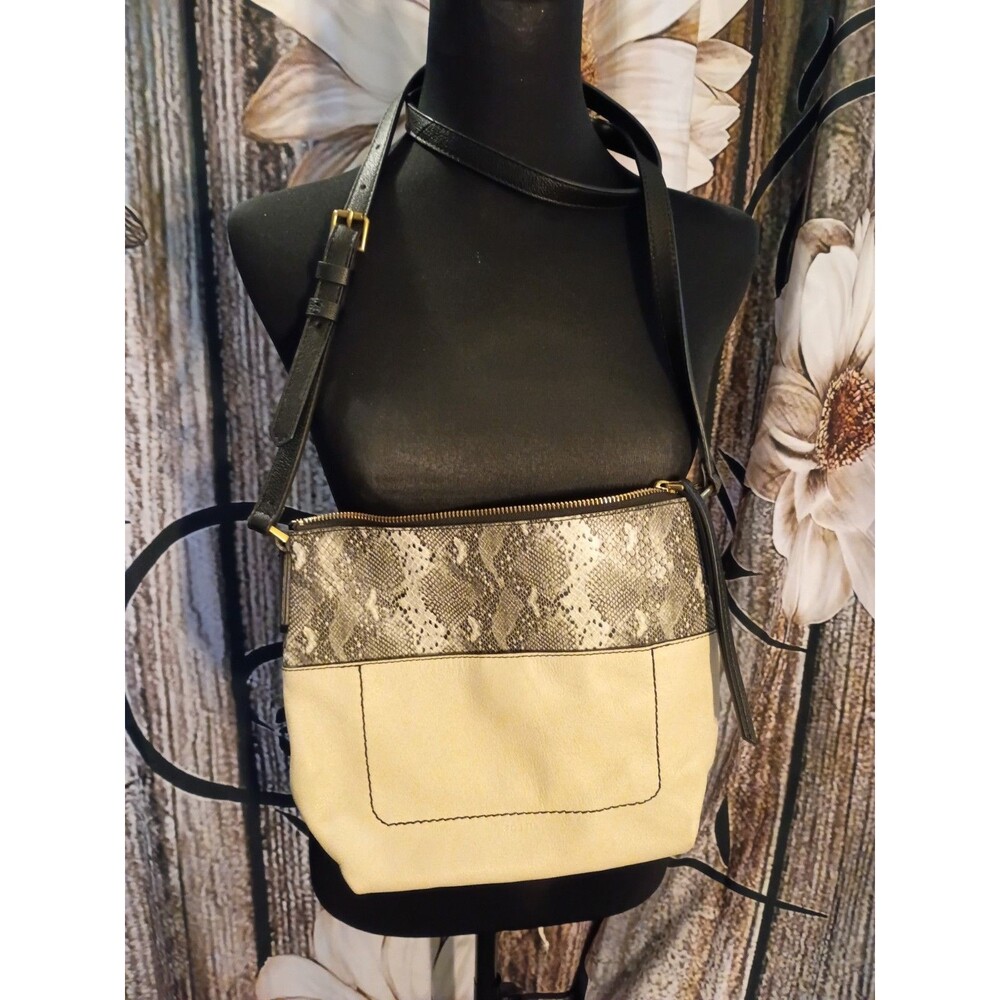 Fossil Amelia Python White Leather Hobo crossbody bag versatile western boho